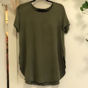Oliviaceous olive faux suede top